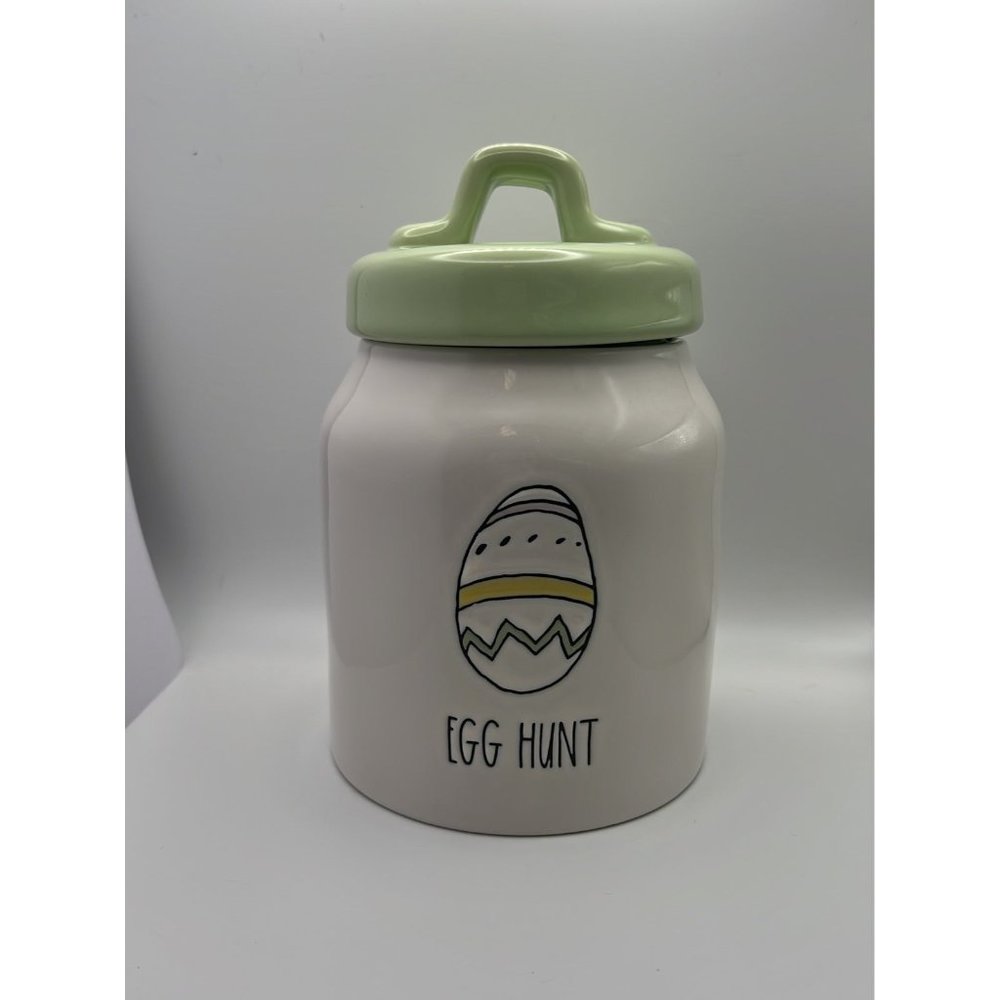 BRAND NEW 2023 Rae Dunn EGG HUNT Small Canister with Pastel Decorated Egg